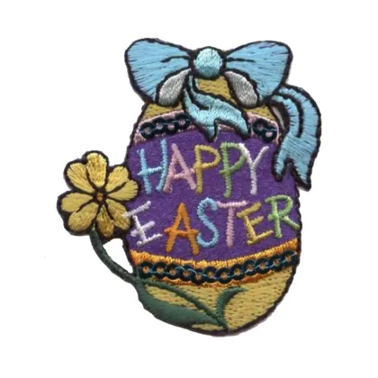 Happy Easter Egg Bow Flower Embroidered Patch