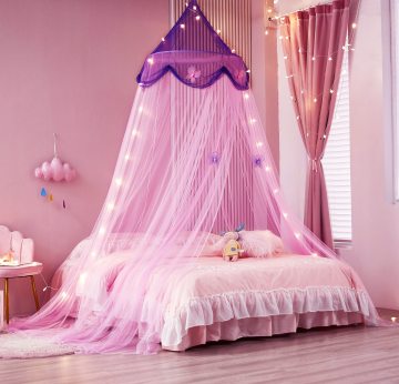 Customizable Hanging LED Light and Mosquito Net Bed Canopy for All Ages
