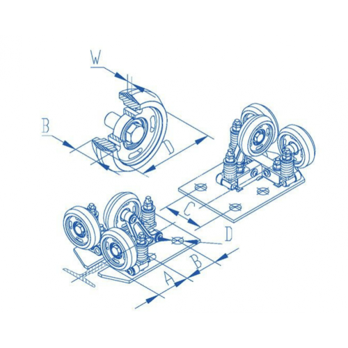 Patin de guidage à rouleaux haute vitesse pour ascenseurs 6m/s