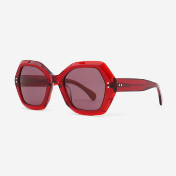 Hexagon-framed Acetate Female Sunglasses