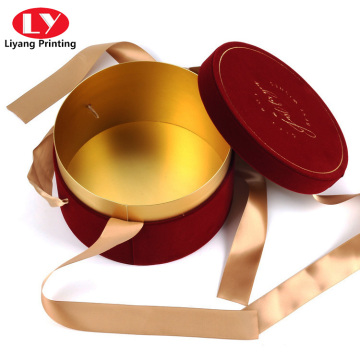 Custom Round Flower Cosmetic Packaging Box with Ribbon