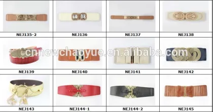 Ladies Black Elastic Pu Ribbon Fashion Waist Belt