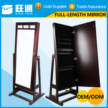 Antique style mdf wooden dressing mirror with storage and dressing mirror with cabinet and floor stand dressing mirror