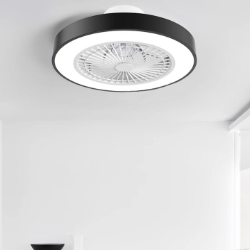 Ceiling Fan with Light: Bedroom Kitchen Dimmable 3 Wind Speeds Remote Control E27 LED Bulb Socket