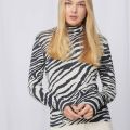 Damen Mode Zebra bedruckte Langarm-T-Shirts