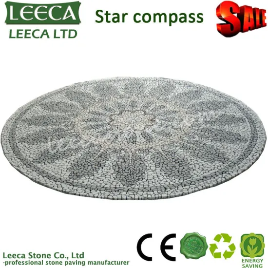 Grey granite paving stone compass