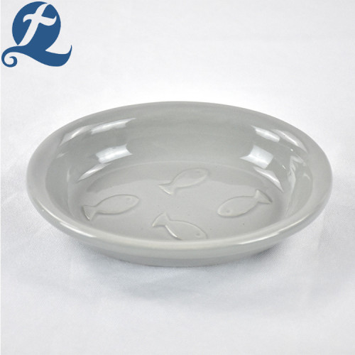 Tigela oval de cerâmica para animais de estimação de 6,5 polegadas