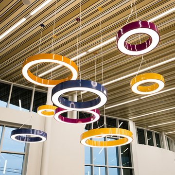 Modern Colorful LED Curved Chandelier for Office & Showroom