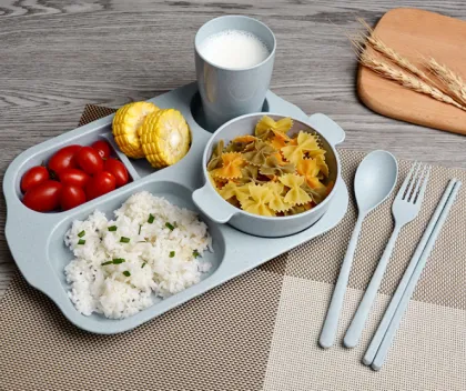 6-Pieces PP Wheat Straw Children Tableware Set