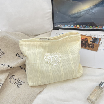 Yellow Travel Custom Canvas Cosmetic Bag With Zipper