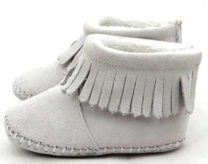 Plush Winter Baby Shoes Plain White Baby Shoes Warm Baby Boots