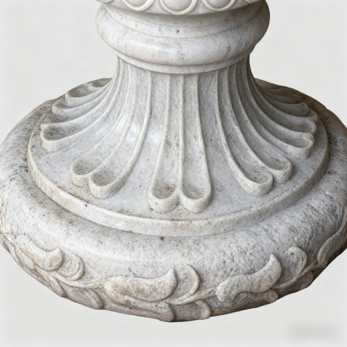 White Marble Vase with Mythological Designs and Handles