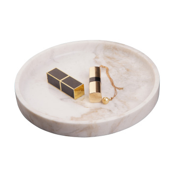 Huaxu Wholesale China Calacatta Bianco Oro White Marble Stone Round Tray