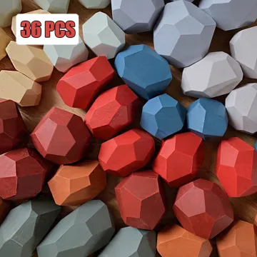 DIY Montessori game Wooden toys rainbow wood Stone Jenga Building Block Educational Toy Creative Stacking Game Rainbow Toy