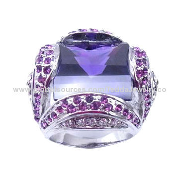 Crystal rings, made of brass, cubic zirconia and crystals, small orders are welcome