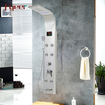 Fyeer 5 Functions Lighted Shower Panel with Massage Jets and Digital Display