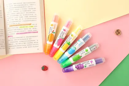 Customized Refillable Fluorescent Highlighter Set - Pastel Stationery Marker Pen