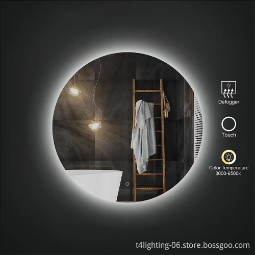 Copper-Free Round LED Light Backlit Bathroom Mirror