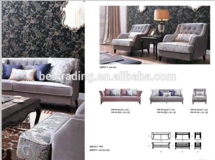 2015 home antique furniture high quality french furniture style fabric sofa