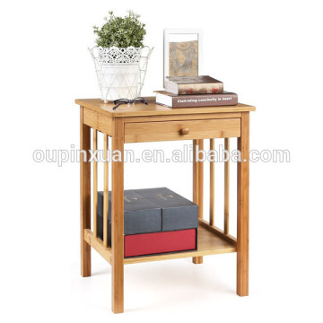 Bamboo Night Stand with Drawer and Shelf Storage Multipurpose End Side Table Home Furniture, Natural Color