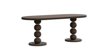 Vintage Teak & Brass Dining Table – 1950s Style Dining Centerpiece