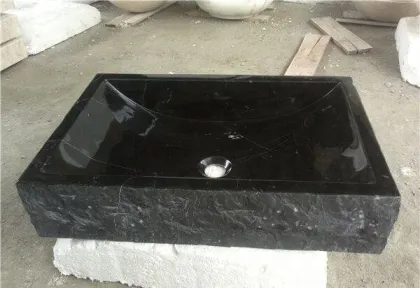 Cheap price natural stone black marble wash basin