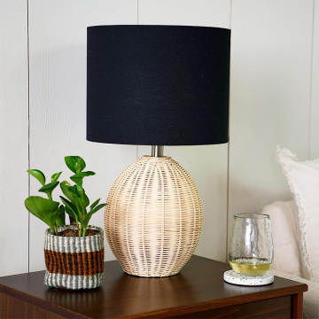 High Quality Wicker Rattan Table Lamp for Bedroom Decor