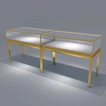 Counter Table Design Stainless Steel Jewelry Storage Display Showcase Locking Store Display Stand with LED Light