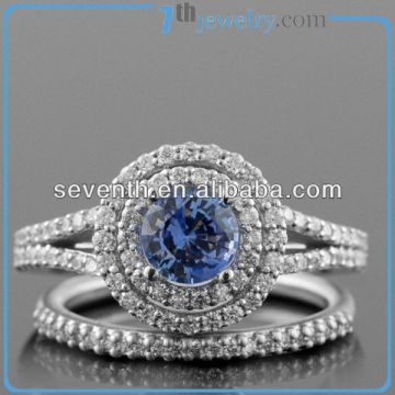 Couple Promise Rings High quality Sapphire Finger Ring Wedding Engagement Rings With Blue CZ Diamonds