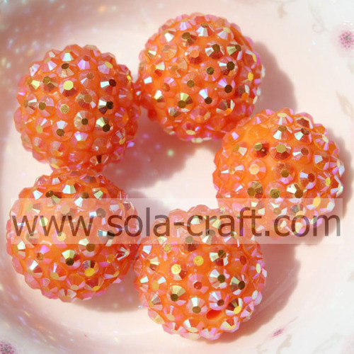 Perlas sueltas de diamantes de imitación de resina de diamante de color naranja brillante de 18 * 20 MM