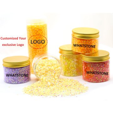 Customized Package Logo Rhinestone Jars with Non Hot Fix Glass Rhinestones and Resin Finish