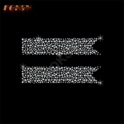 Gradient Cheer Bow Strips Iron on Rhinestone Motif