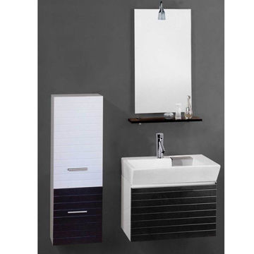 MDF bathroom cabinet with ceramic basin and PVC veneer finish