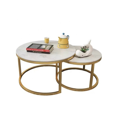 Mesa auxiliar de la pierna Mesa de café de la sala de estar de oro de acero inoxidable de lujo moderno para la mesa de comedor de muebles para el hogar