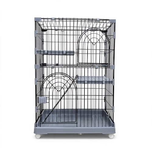 AIBIKE Jaula para Gatos Caja de Alambre de Metal de Acero Inoxidable Bandeja de plástico Transpirable Interior Exterior Todas Las Estaciones