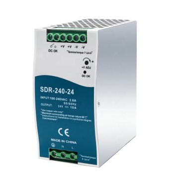 SDR-240-24 240W 24V 10A Έξοδος 110V/220V Εισαγωγή ενιαίας ομάδας Ενεργοποίηση τροφοδοσίας-High-Power DC σε μετατροπέα AC