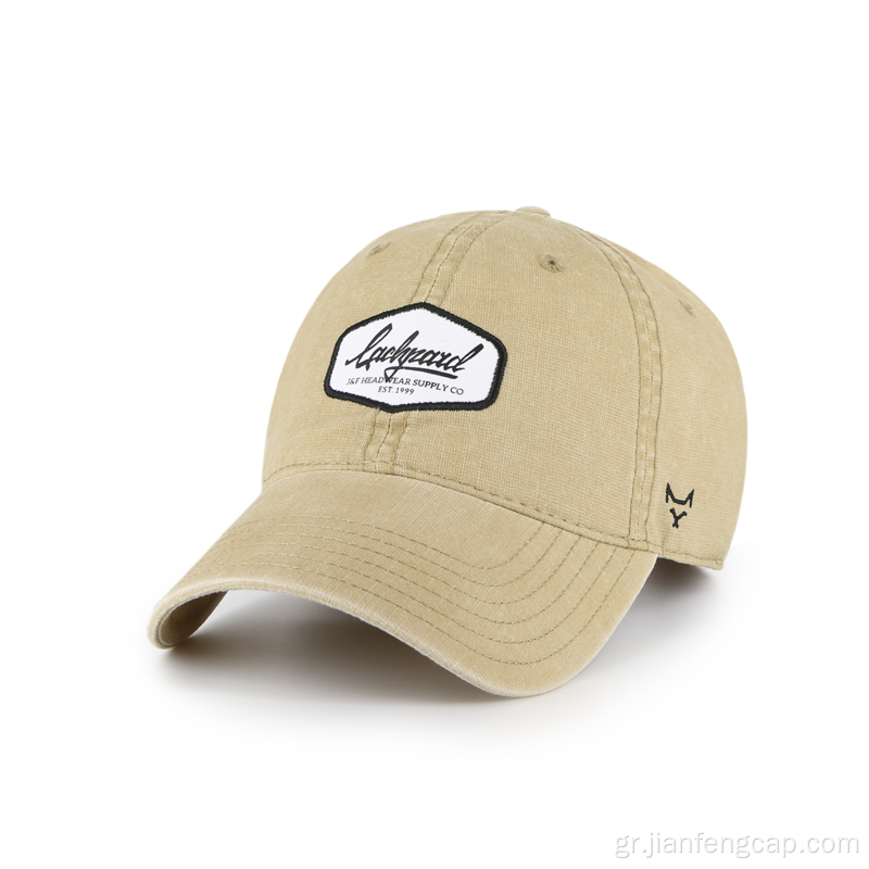 πλυμένο καπέλο με έμπλαστρο λογότυπου εκτύπωσης