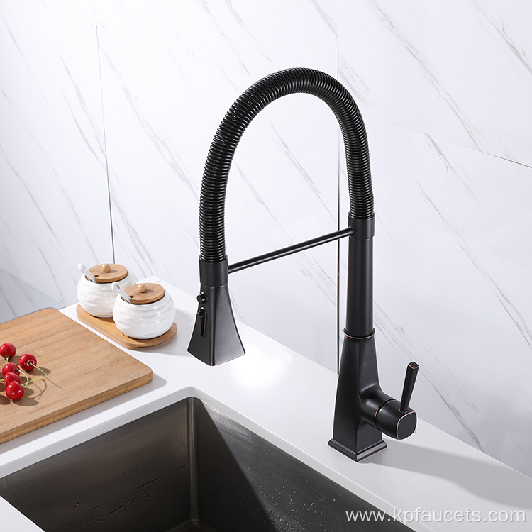 Black Brass Spring Side Sprayer Faucet