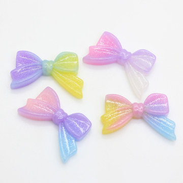 Gradient Color Flat Back Mini Bowknot Shape Resin Cabochon 100pcs Girls Hair Clothes Accessories DIY Decor Charms