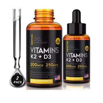 Private Label Hot Selling High Quality Dietary Supplement Vitamin D3 K2 Oral Liquid Drops Support Strong Bones and Healthy Heart