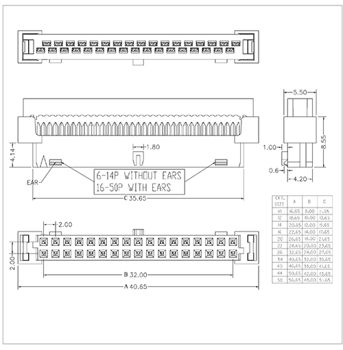 FCCS06 2.00mm IDC Socket With Latch