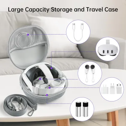 Shockproof Travel Case for Meta Quest 3: Oculus Quest 3 Headset Storage Bag with Shoulder Strap