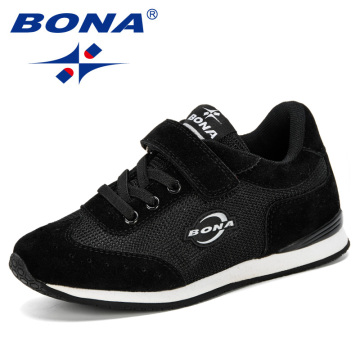 BONA 2019 New Style Kids Running Shoes Fashion Breathable Mesh Sport Sneakers Boys School Shoes Children Walking Shoes Trendy