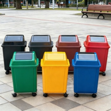 Durable Plastic Trash Can with Lid and Wheels for Home and Outdoor Use
