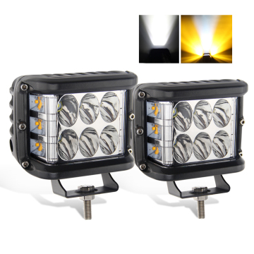45W LED Tractor Side Shooter Square 12V 24V รถบรรทุกโคมไฟทำงาน - แสงแฟลชคู่สีคู่