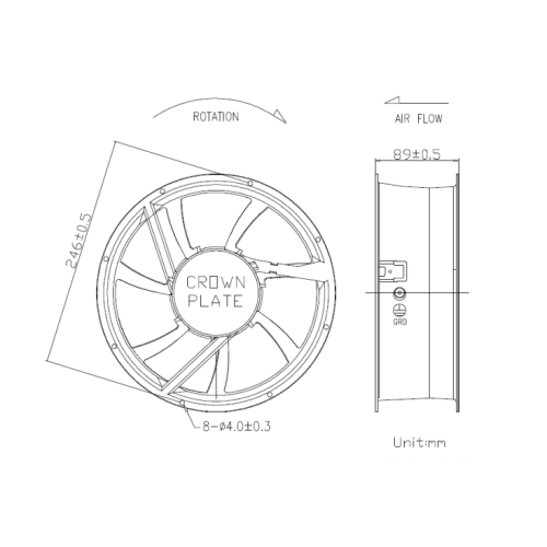 Hot Sale Crown AGE25489 Dc Axial Cooling Fan