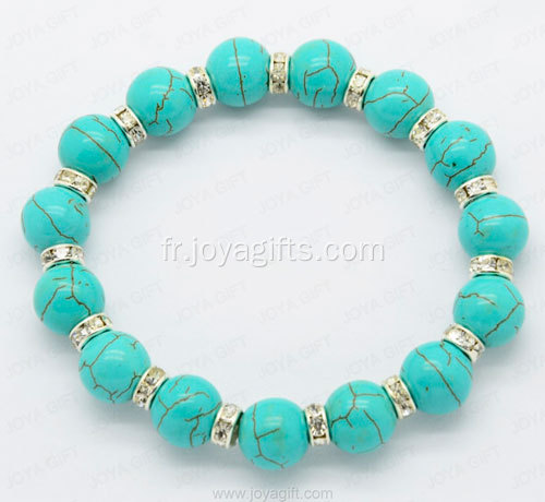 Bracelet fantaisie turquoise 8MM avec perles fantaisie