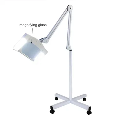 22W Beauty Care Skin Light - Hot Selling Square Shape Magnifying Lamp with Floor Stand