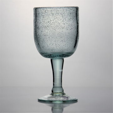 Green Bubbled Recycled Glass Goblet Red Wine Glasses