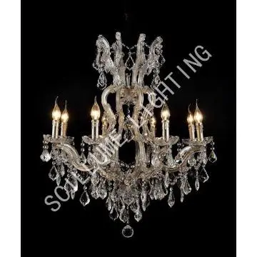 8-light 20th C. ROCOCO iron & crystal chandelier CL